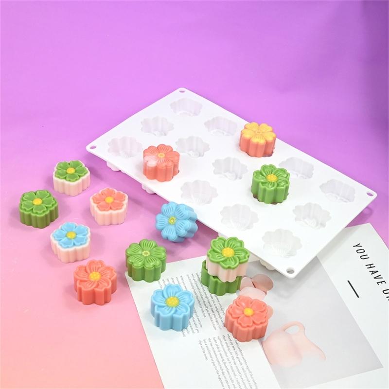 15 Unit Flower Cake Mold For Baking Crafts Heatproof Dishwasher Safe Quick Demolding 55KF