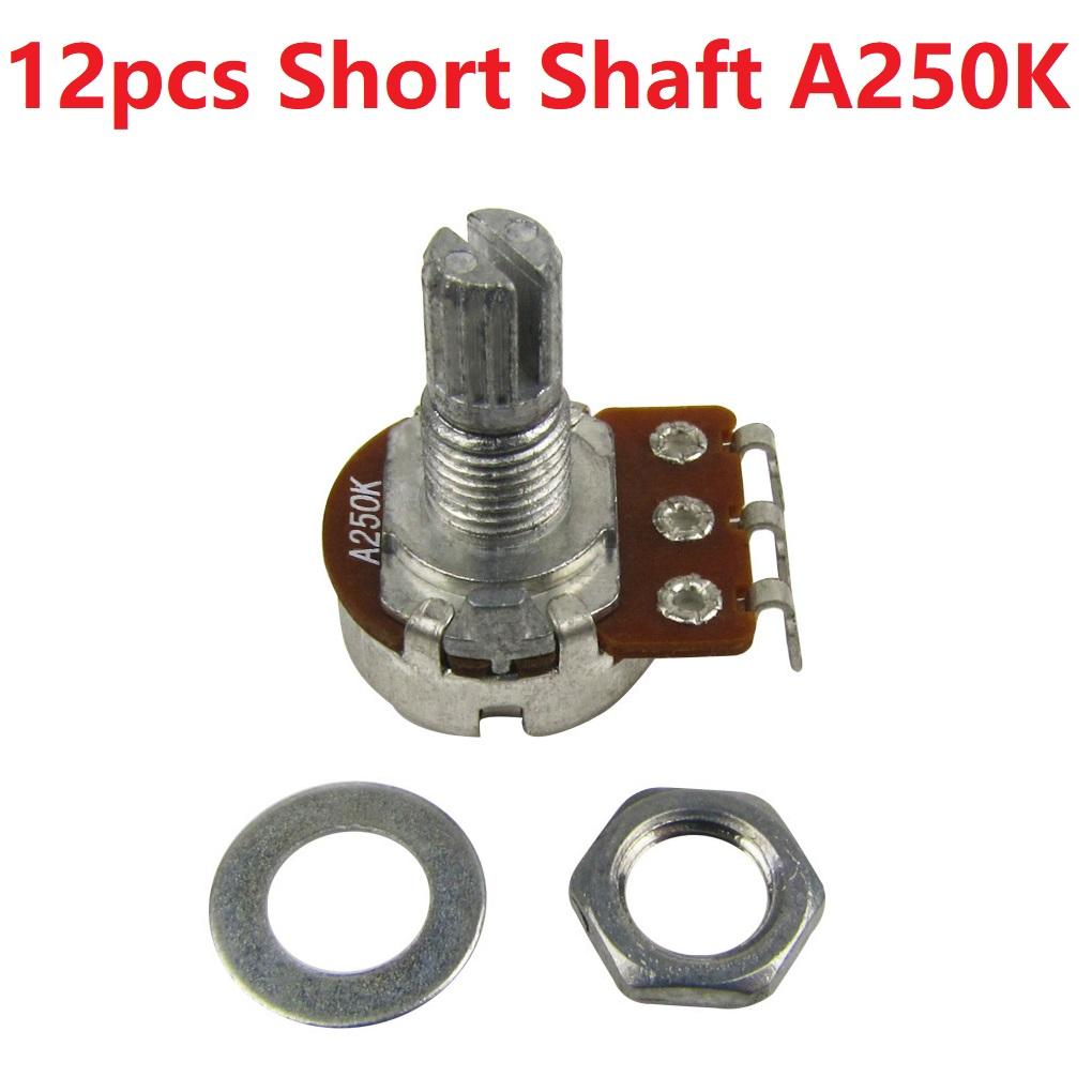 FLEOR 12PCS 18-spline Mini Potentiometers Guitar Pots 500K /250K Long / Short Shaft Choose Electric Guitar Parts