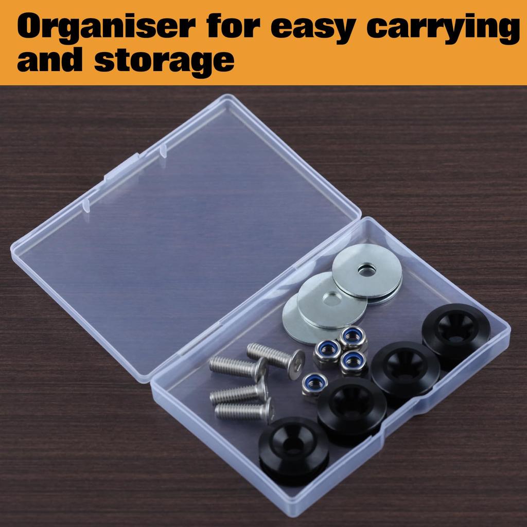 GOLD DEER 4pcs Bumper Quick Release with 12 O-Ring Fasteners Quick Release Fasteners Black