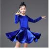 Abito Lungo in Velluto con Maniche Lunghe per Bambine Danza Latina Competizione Sala da Ballo Bambini Tango Salsa Abbigliamento da Danza Abbigliamento da Allenamento Cha Cha