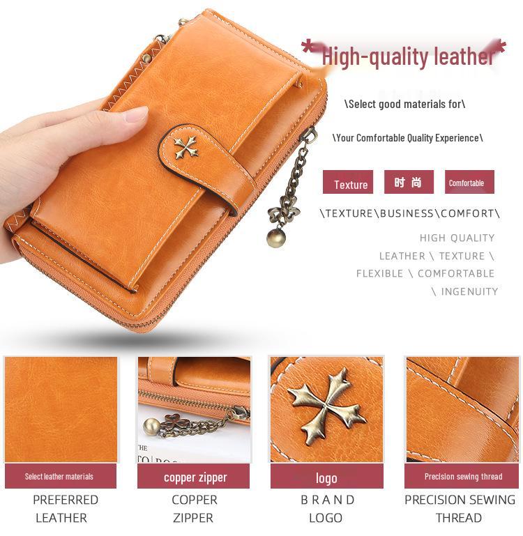Baellerry Women's Korean Style Multi-functional Leather Wallet & Phone Clutch with Zipper & Tassel