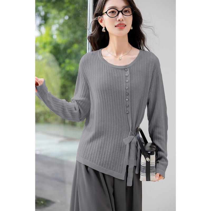 Women's Tie-Waist Knit Long Sleeve Top