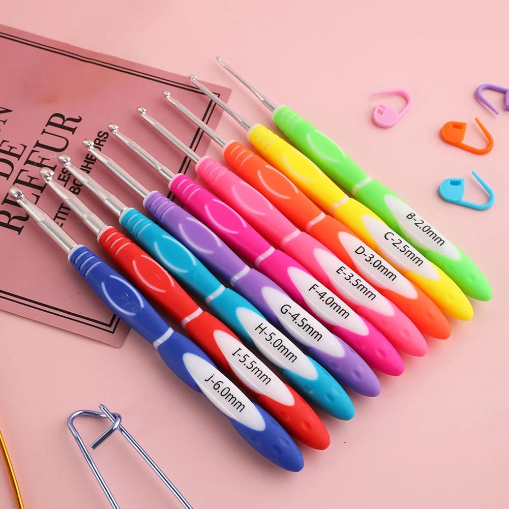 Aluminum Crochet Hook Kits Handmade Crafts Knitting Needles Set Comfortable Grip with Storage Bag for DIY Scarves Gloves