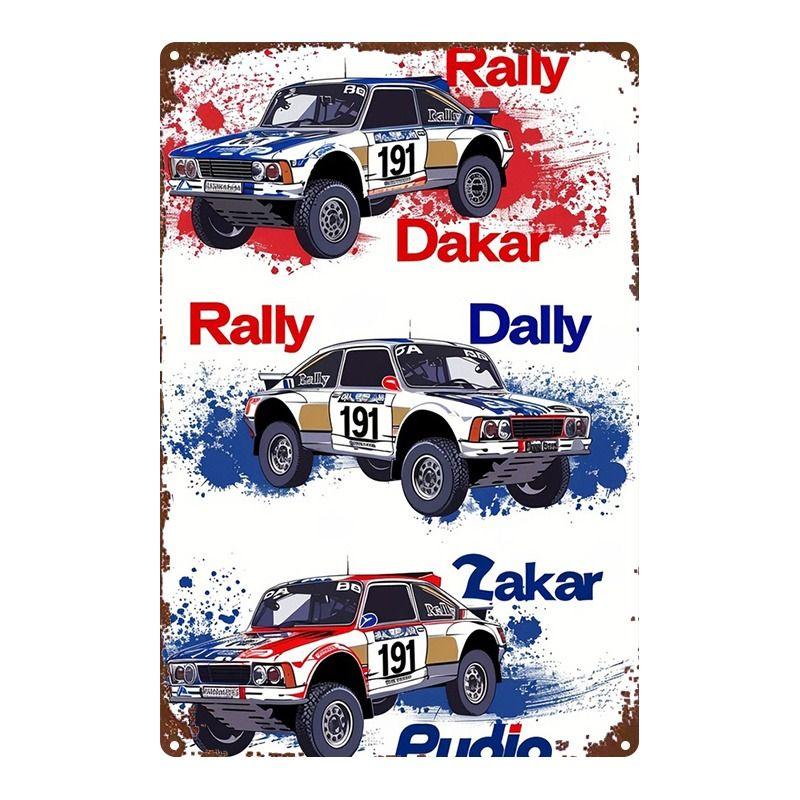 Racing Car Retro Style Metal Decorative Painting for Garage Room Decor