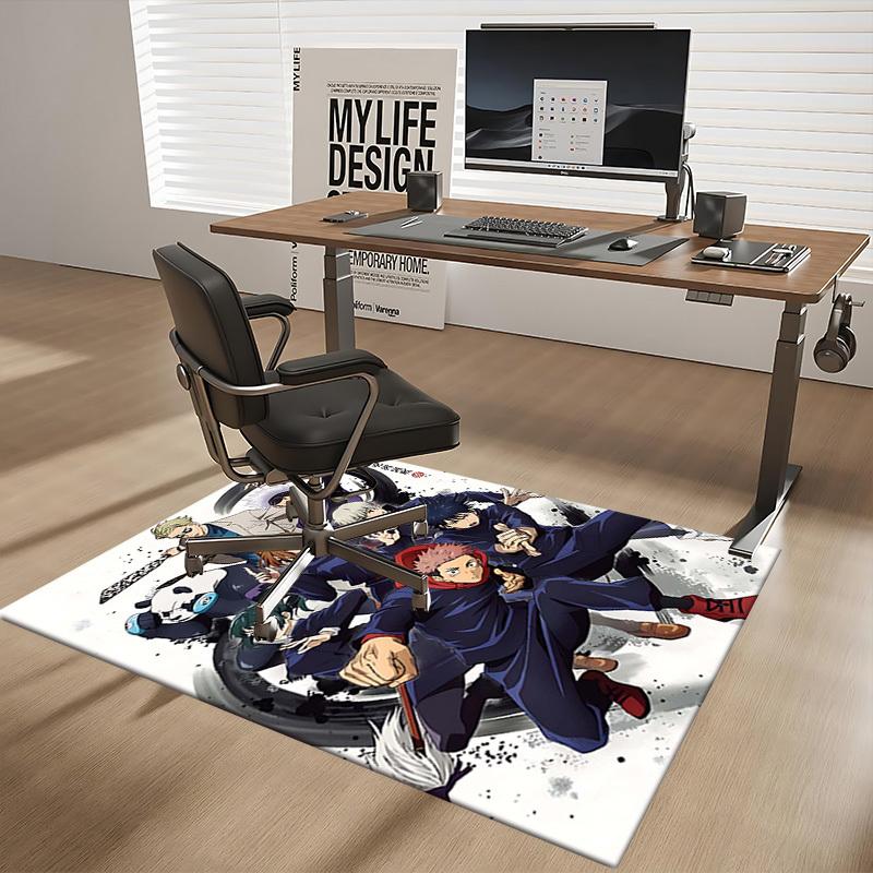 1pc Anime Cartoon Design Jujutsu Kaisen Characters Office Chair Mat Non-Slip Carpet for Home Decor, Suitable for All Seasons, Ideal Gift for Anime Lov