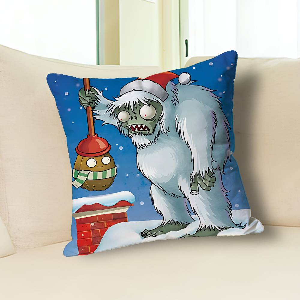 Hot P-Plants Zombies Game Pillow Cases for Bedroom Living Room Sofa Home Decor Polyester Cushion Cover with Zipper