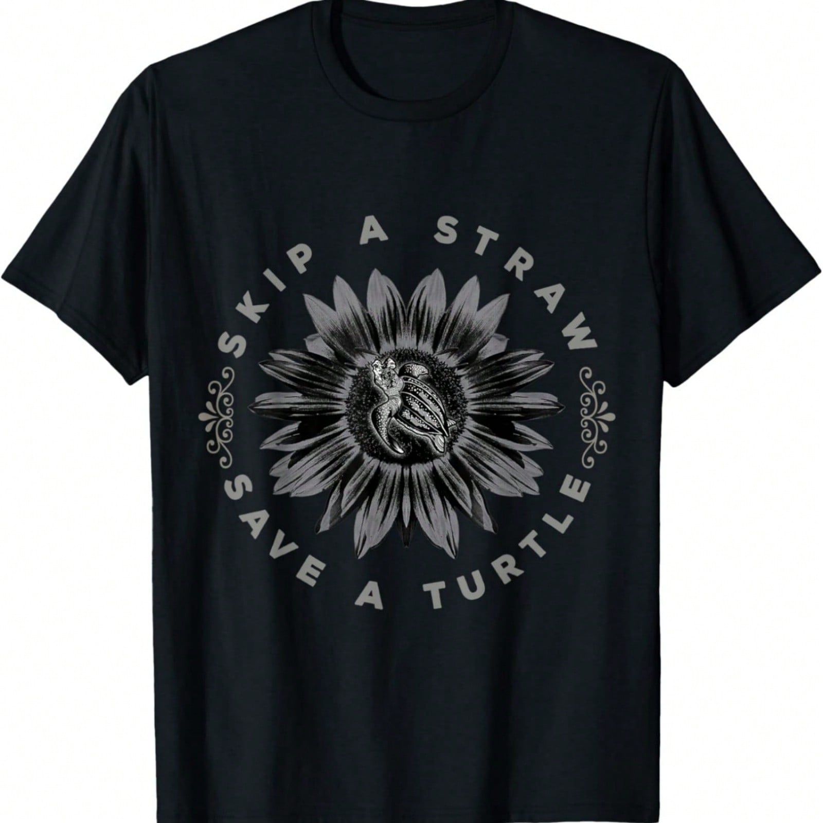 Skip A Straw Save A Turtle, Sunflower And Turtle T-Shirt S разноцветный