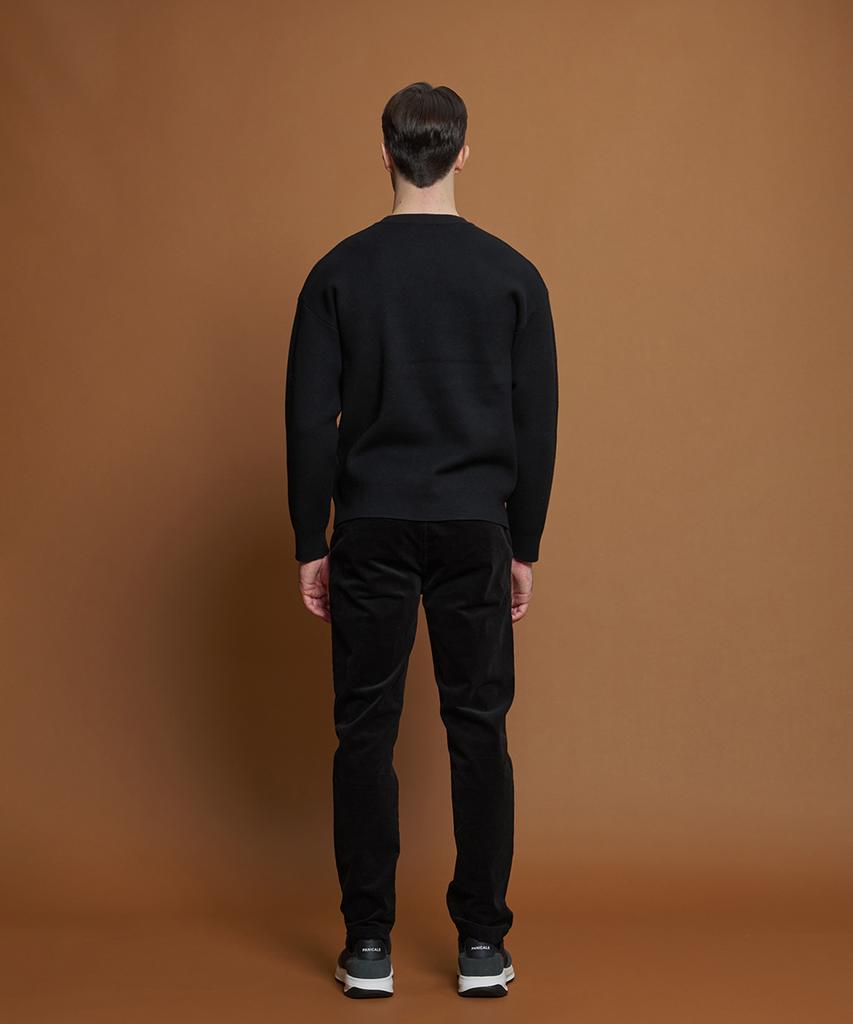 PANICALE Black Wool Blend Contrast Pocket Knit