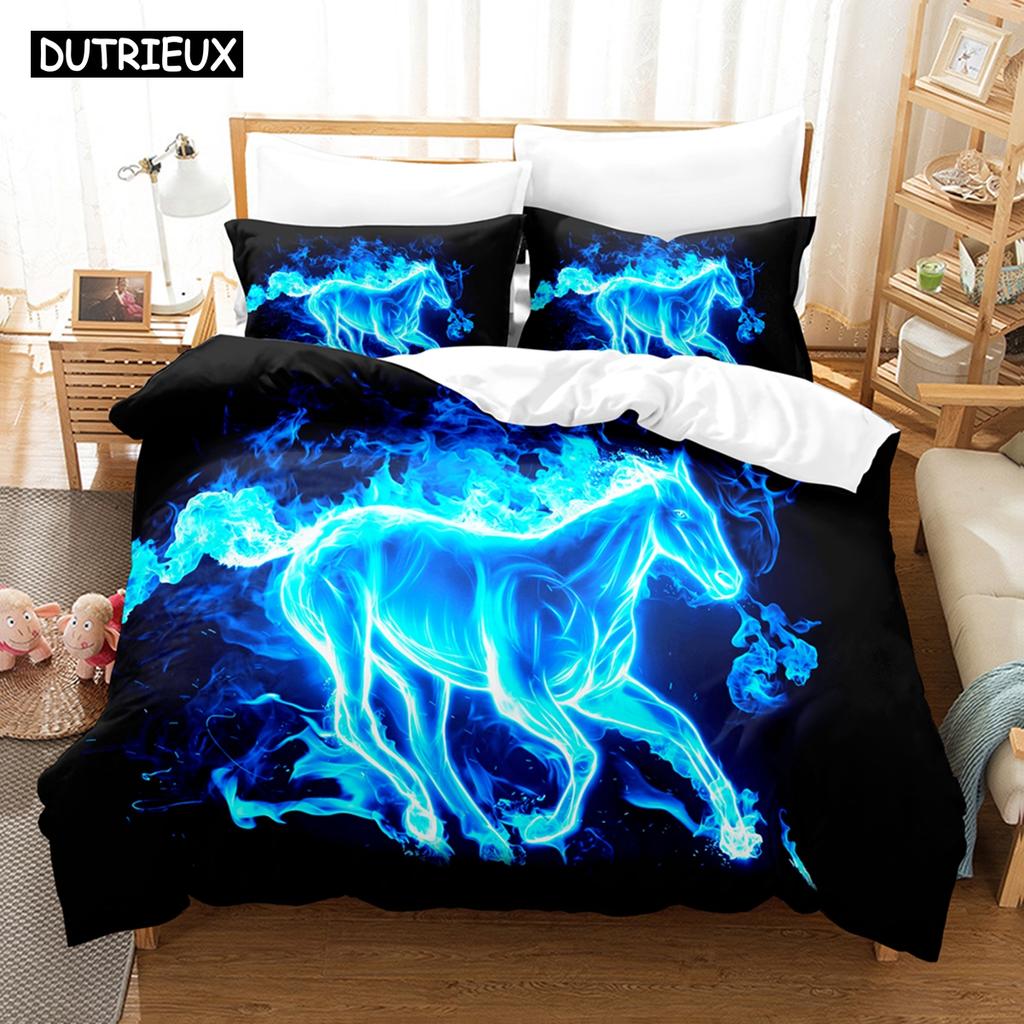 3D Cartoon Horse Duvet Cover Set With Pillowcase Twin Full Queen King Size Bedding Sets