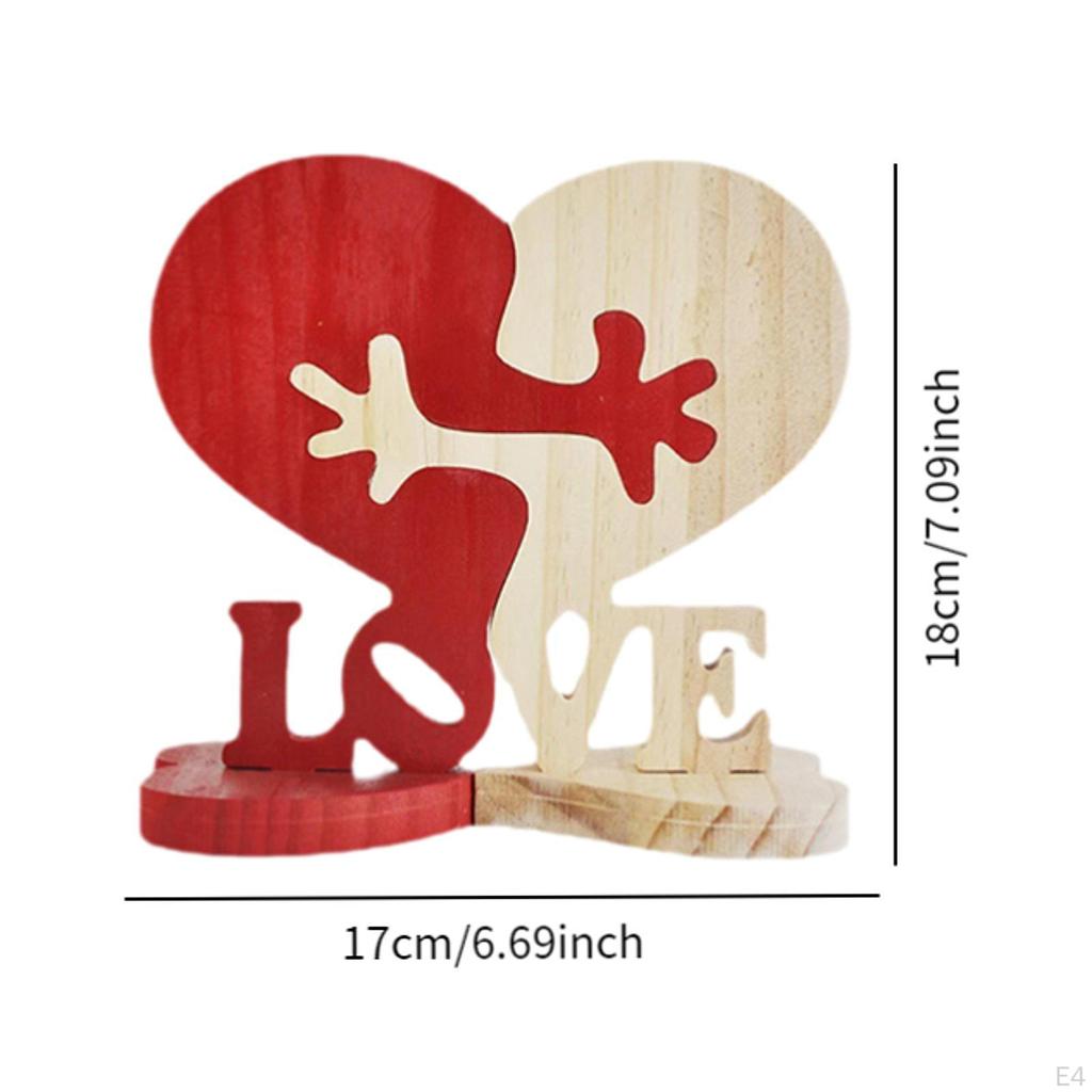 Heart Shaped Wooden Ornaments Love Wood Signs Desktop Tabletop Decorations,Wooden Statue for