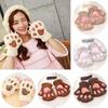 Cute Cat Paw Gloves Winter Warm Touchscreen Half Finger Mittens For Girls