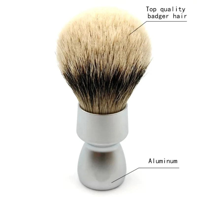 YAQI Men's Silvertip Badger Hair Shaving Brush with Heavy Metal Handle for Smooth Wet Shave Foam Applicator