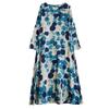 Real spring new literary large size loose printing round neck long sleeve dress women's long dress
