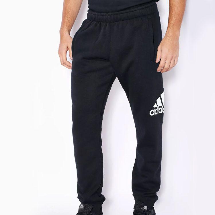 Adidas Logo Training Fleece Lined Thermal Long Knitted Sweatpants Men's Black AB6527
