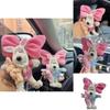 Cute Pink Bunny Bow Car Ornament Plush Hanging Pendant For Girls
