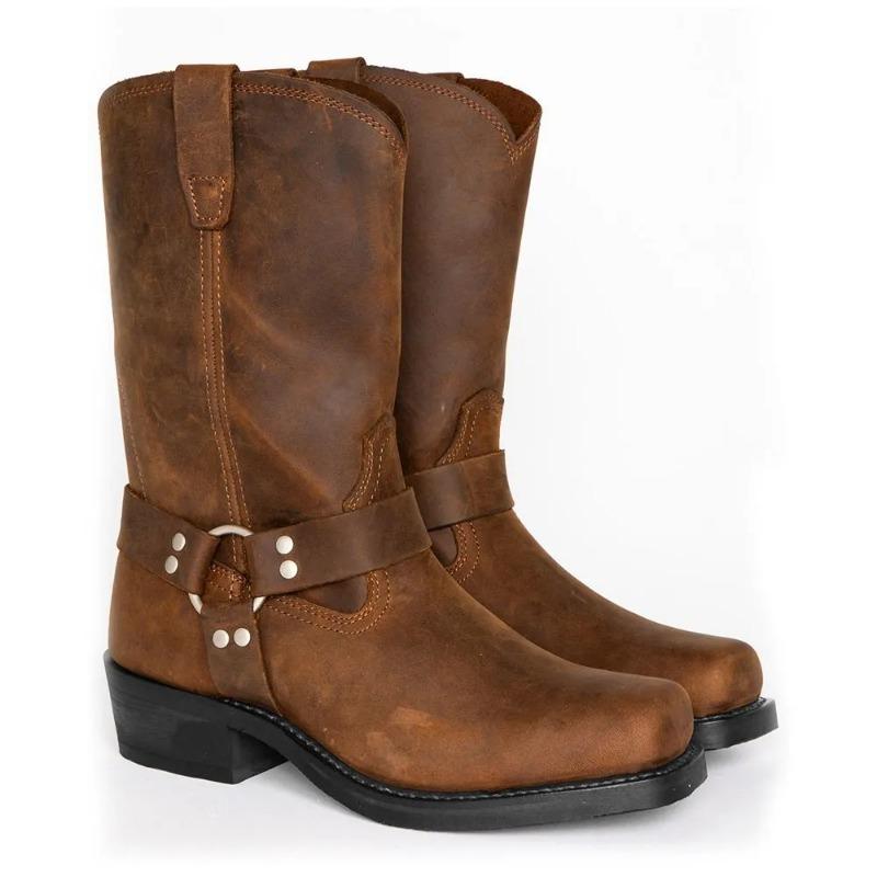 Men's Faux Leather Motorcycle Cowboy Boots