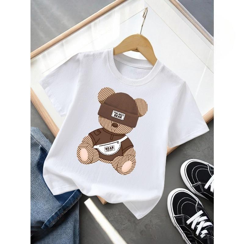 Mărimi europene Tricou băieți Design Artistic Imprimat, Ideal pentru Activități în Aer Liber, Top Moale Tricotat, Confortabil Și Respirabil, Potrivit pentru Vară