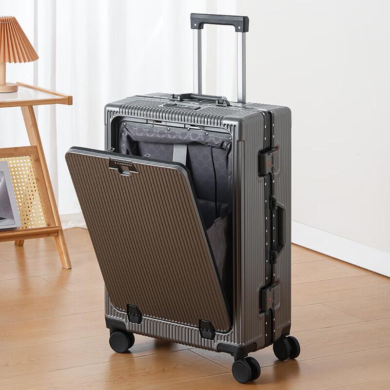 TJ Harren Aluminum Frame Front-Opening Carry-On Suitcase 20 inch