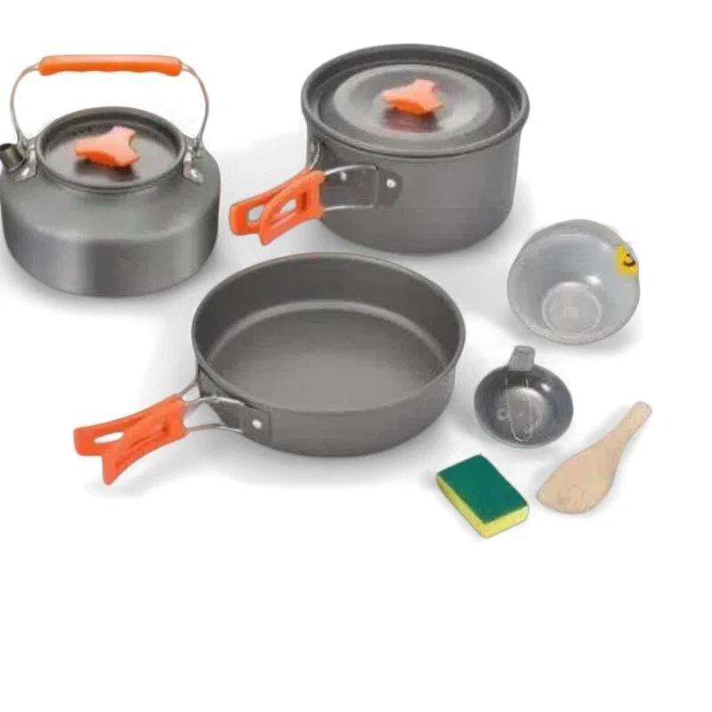 

9pcs Portable Non-Stick Aluminum Alloy Durable Kitchen Essentials Camping Cookware Set 9pcs