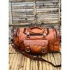 Leather Brown Gym Duffel Travel Luggage Men's Bag Vintage Handmade Leather Bag  ( Free Leather 2 Diary Size - 7 X 5 In )