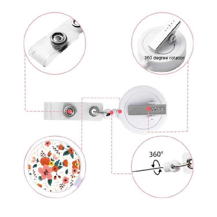 Retractable Badge Holder with Metal Clip Rotating ABS Badge Holder for Student Teacher Doctor Nurse Badge Holder