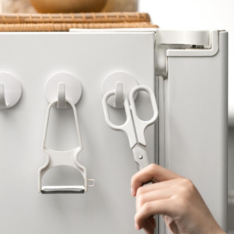 

2pcs Kitchen Hood Fridge No Punch Powerful Non-Tracking Magnetic Hooks White 2pcs