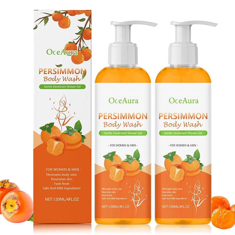 Persimmon Body Wash,Cleansing Body Deodorizing Moisturising Body Wash for Women Men,Deeply Nourishing Refreshing Shower Gel