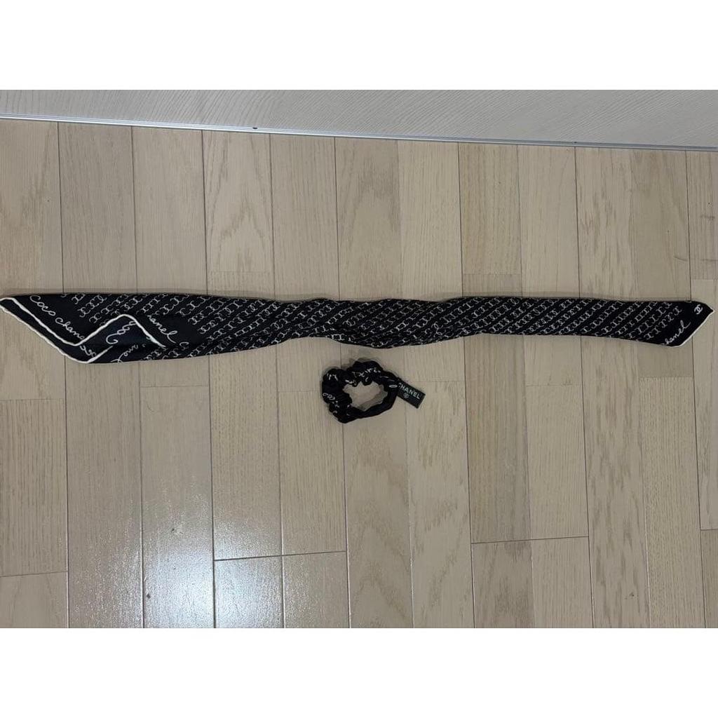 Used CHANEL [Logo Black Scarf Scrunchie]
