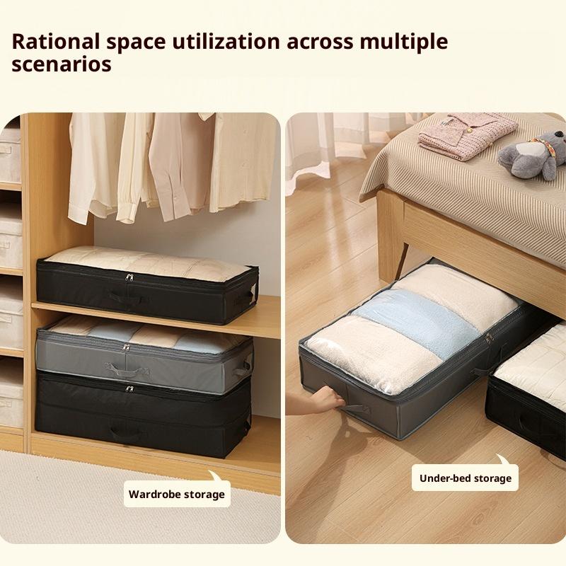 Under Bed Storage Box, Foldable Organizer with Clear PVC Window, Underbed Clothes/Shoes/Blanket Storage Container for Closet