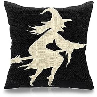 Halloween Pillowcase Decoration Indoor Witch Bat Linen Cushion Cover Sofa Decoration Pillowcase 50*50 Decor