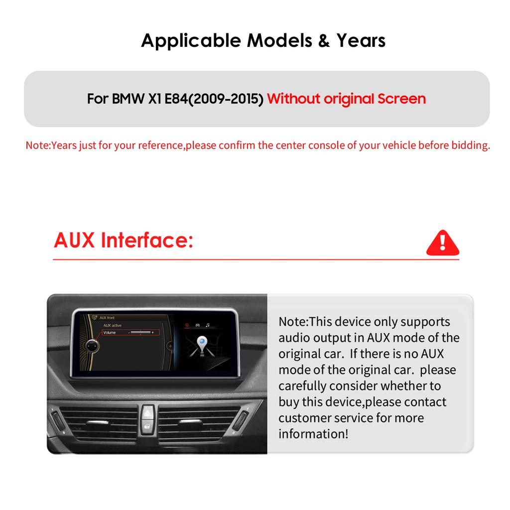 OSSURET Pentru BMW X1 E84(2009-2015)Fără ecran original cu sisteme inteligente auto de 10,25" cu suport RDS wireless Bluetooth Carplay Android Auto DSP