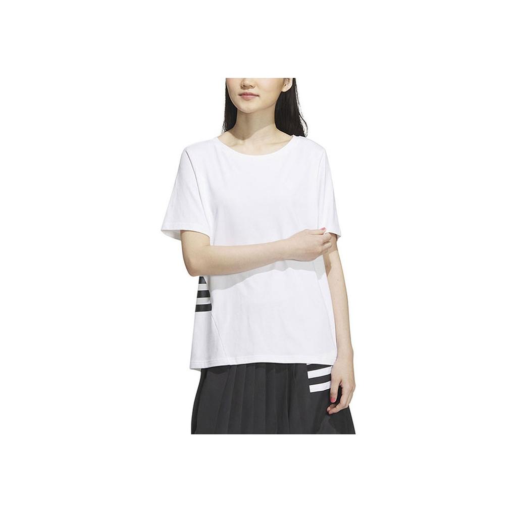 Adidas Neo Three-Stripe Color Block Casual Sports Short Sleeve T-Shirt Women Tops White IP3900