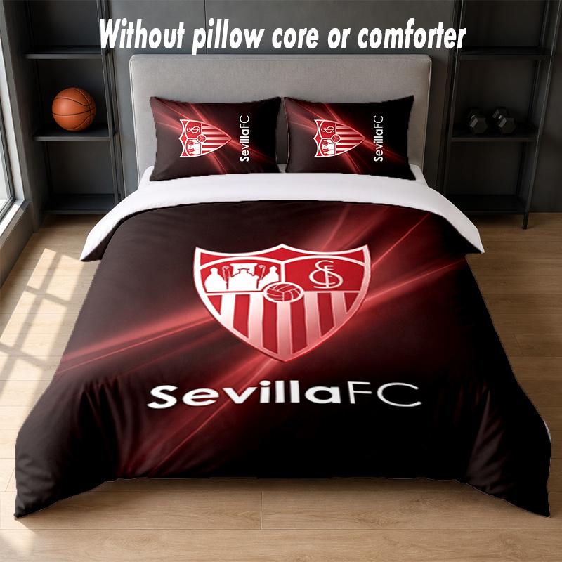 Set de Cama con Diseño del Sevilla FC 1 Funda Nórdica + 2 Fundas de Almohada Suave Transpirable Ropa de Cama para el Hogar