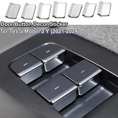 For Tesla Model Y Door Window Lift Button Decoration Sticker New Model 3 Highland 2024 Blink Interior Modification Accessories