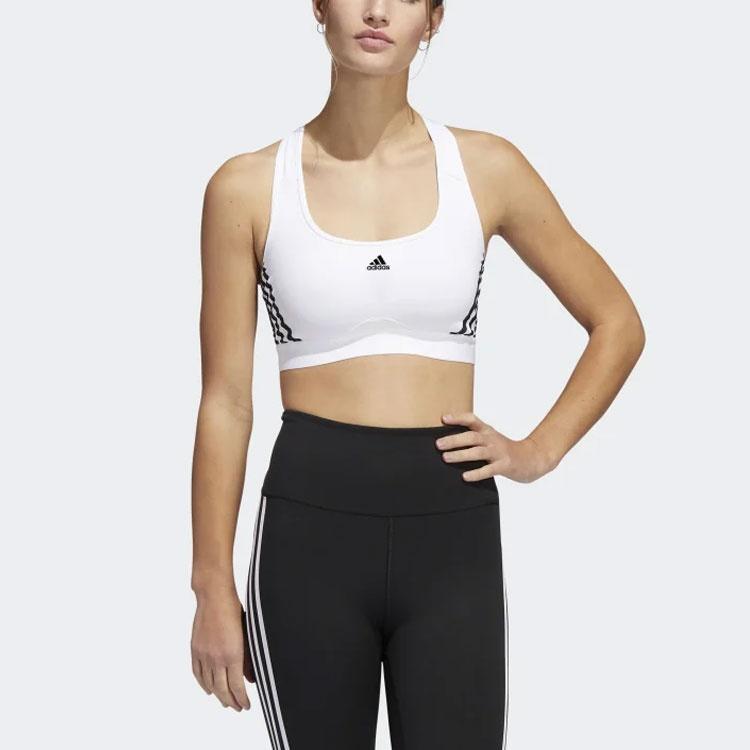 (WMNS) Adidas Powerreact Training Medium Support 3-Stripes Bra Asia Sizing 'White Black' Women's HC7897