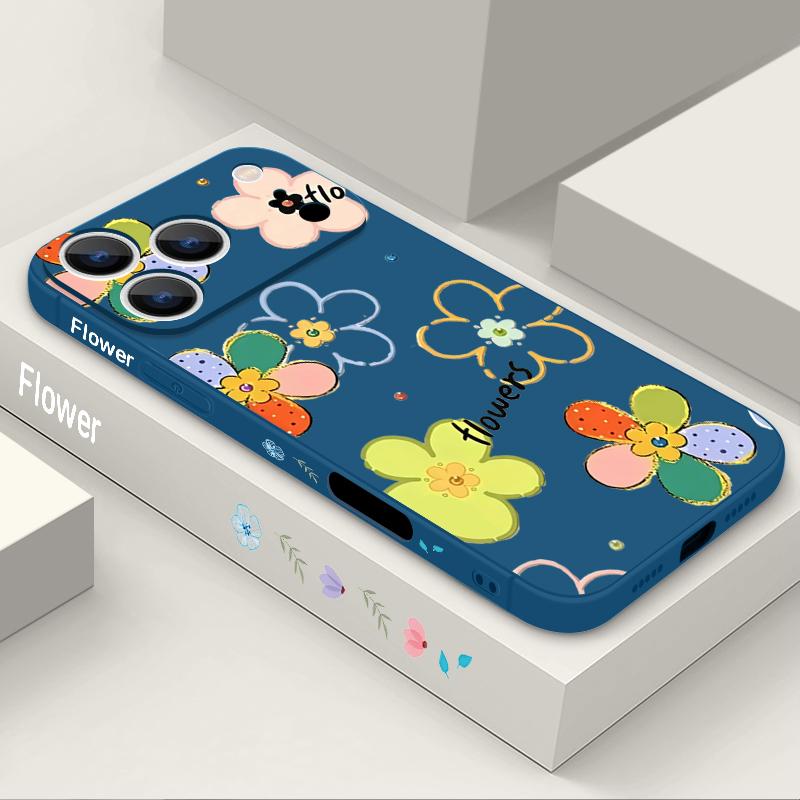 Colorful Flowers Pattern Lanyard Case For iPhone 17 Pro Max Funda iPhone 16 15 14 13 Pro Max 11 16E 17E Soft Silicone Cover