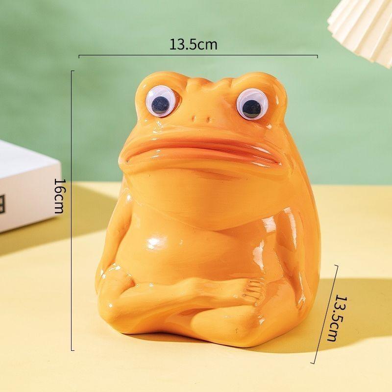 Ceramic Metaphysical Frog Ornament Cartoon Kid's Piggy Bank Creative Wine Cabinet Living Room Desktop TV Cabinet Decorative Gift
