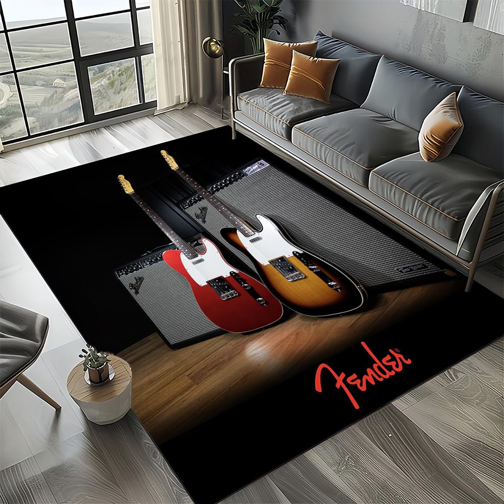 27 Styl Nowy Fender Retro Gitara Instrumenty Muzyka Dywan 3D do Salonu Sypialni Domu Dekoracja Sofy, Antypoślizgowa Mata Podłogowa