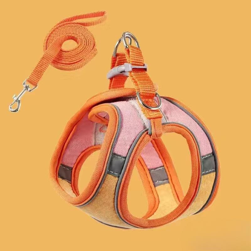 Cute Vest-style Chest and Back Protection for Kittens, Velcro Safety Buckle, Reflective Pet Cat Leash