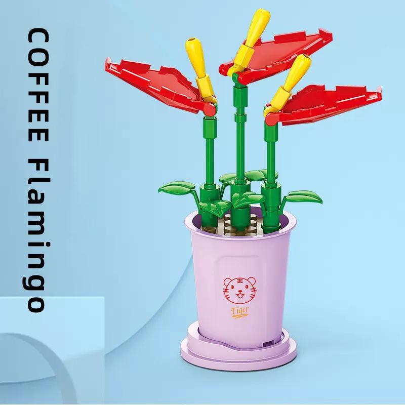 

Совместимые игрушки-пазлы, собранные строительные блоки, серия вечных цветов, Будда, поднимающий цветы, украшения