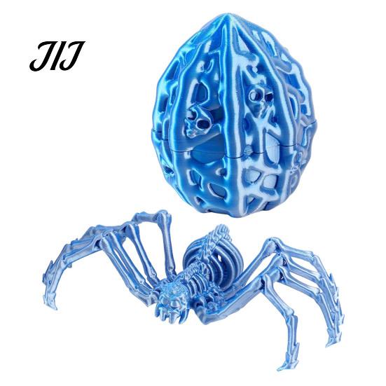 Fun Ritual Surprise Toys 3D Printed Articulated Skeleton Spider with Hollow Egg, Movable Joint Nighttime Scavenger Hunt Props Figurine, Halloween