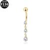 Gaibei Stylish Titanium Zircon Water Drop Navel Ring