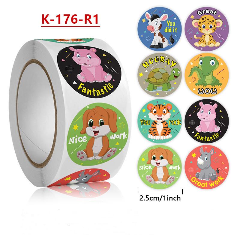 Stickers Cat 500 Pcs/roll Teacher Reward Sticker Fun Motivation Animal Sticker For School Teacher Student Stationery Stickers