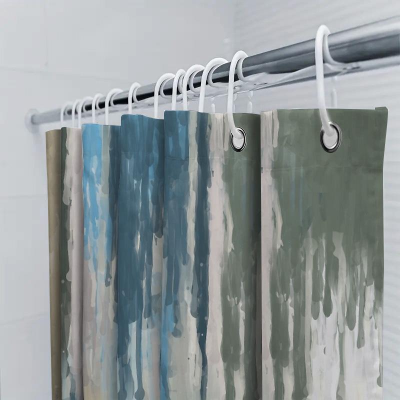 Shower Curtain Blue Ocean Wave Abstract Teal Beach Pattern Waterproof Fabric Home Decor Bathroom Accessories Modern Style
