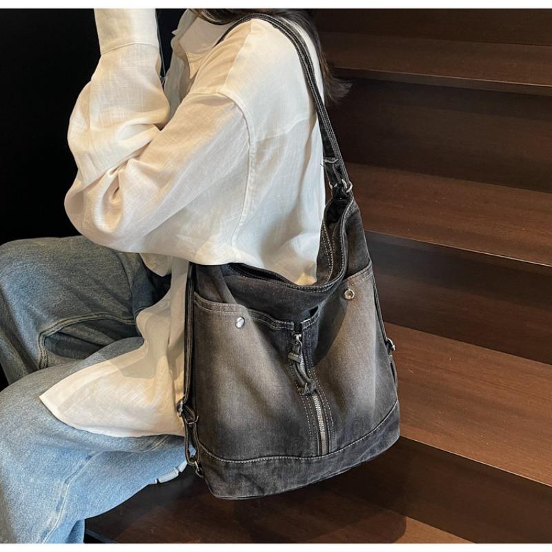 Denim Bag Casual Women's Bag Large-capacity Retro Tote Bag Soft Bag Fashionable Single-shoulder Crossbody Bag