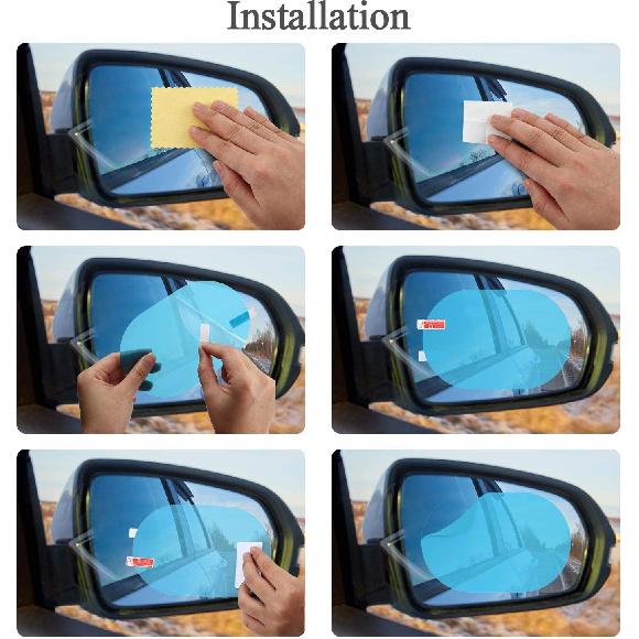 8 Pieces Car Rearview Mirror Film, Anti Fog Glare Rainproof Waterproof Mirror HD Clear Nano Coating Car Film, Protective Sticker for Rear View