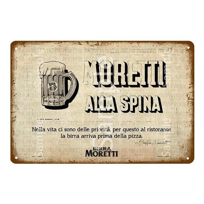 

Пиво Moretti пиво метал дитячий вінтажний паб бар клуб чоловік печера олово пластини настінний декор італійський алкогольний напій метал 20x30cm（7.8x11.8inch）