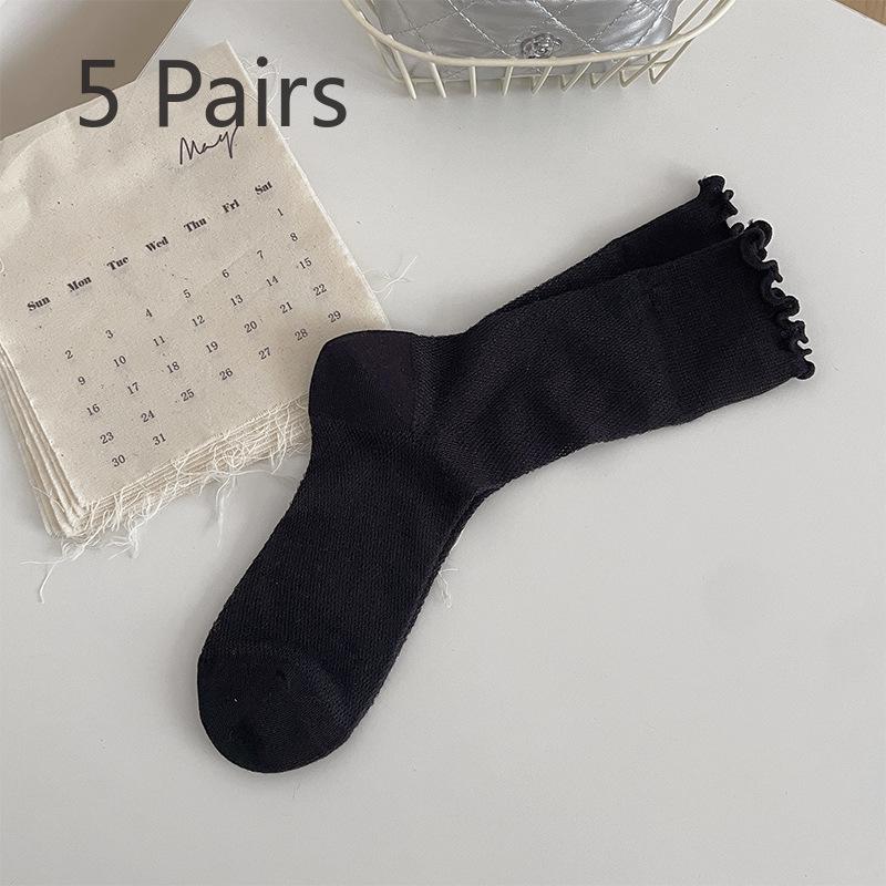 

5 пар женских летних тонких сетчатых дышащих кружевных носков без косточек 5 Pairs чёрный