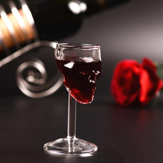Totenkopf Schnapsgläser, Kreativer Gotischer Wodka Whiskey Tumbler Kelch, Borosilikatglas Spirituosenbecher für Bar Zuhause, Halloween Party Geschenk
