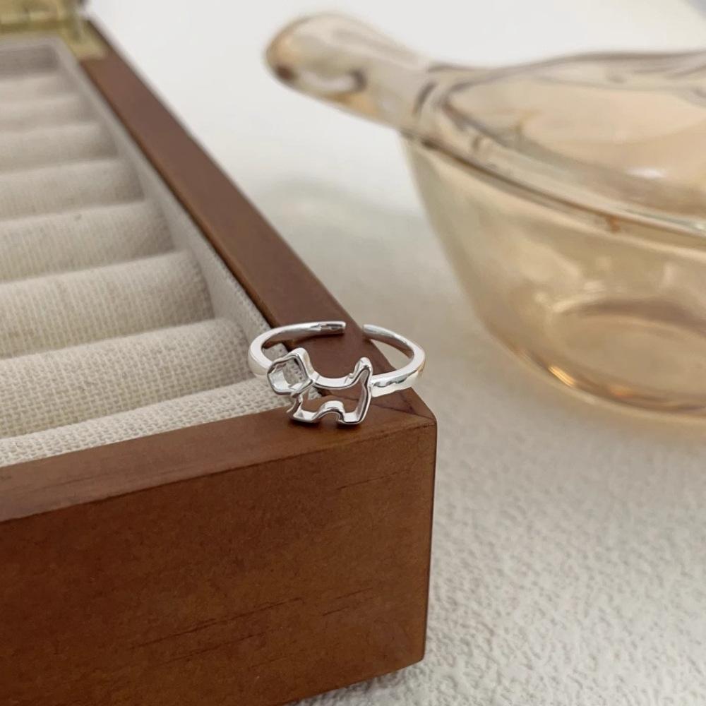Hollow puppy ring S925 silver exquisite simple sexy little fresh ring